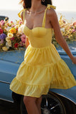 Sexy Yellow Mini A-Line Party Homecoming Dress