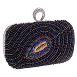 Black Beaded Women's Handbag Party Clutch