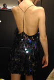 Sexy Deep V-Neck Backless Sequin Club Party Dress