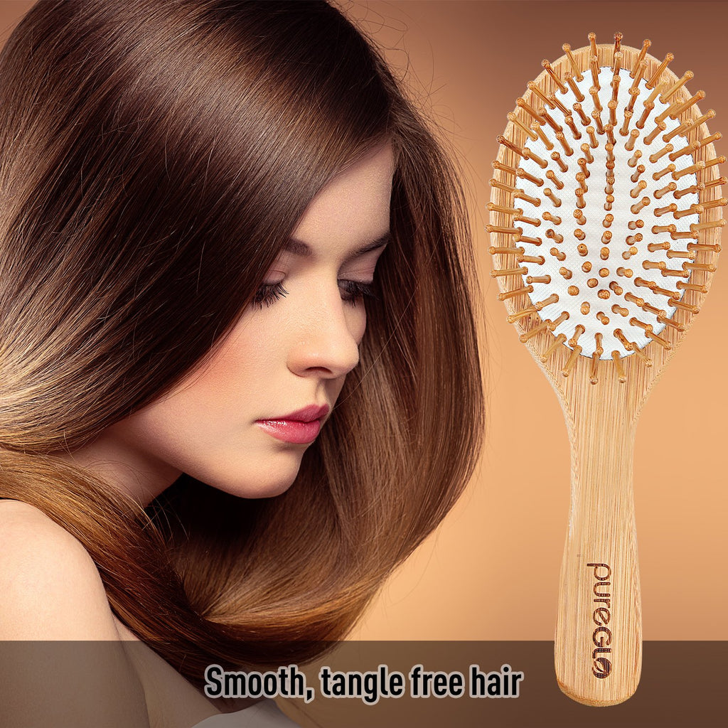 Natural Bamboo Hairbrush and Mini Travel Comb Set - Mislish