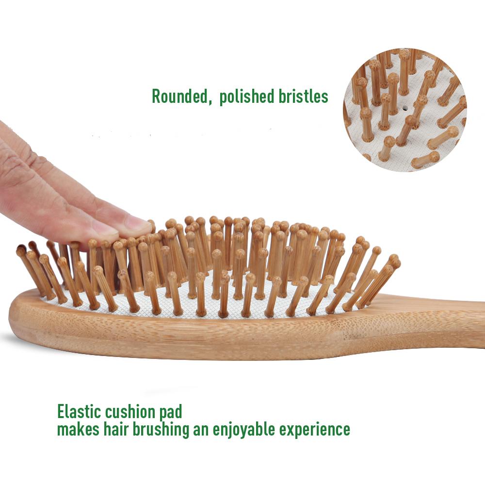 Natural Bamboo Hairbrush and Mini Travel Comb Set - Mislish