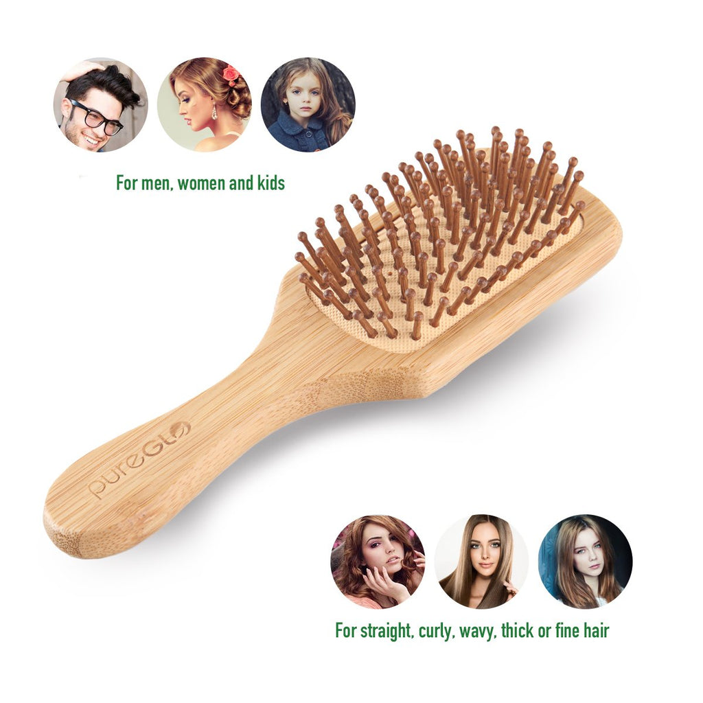 Natural Bamboo Paddle Hair Brush Square Small - Mislish