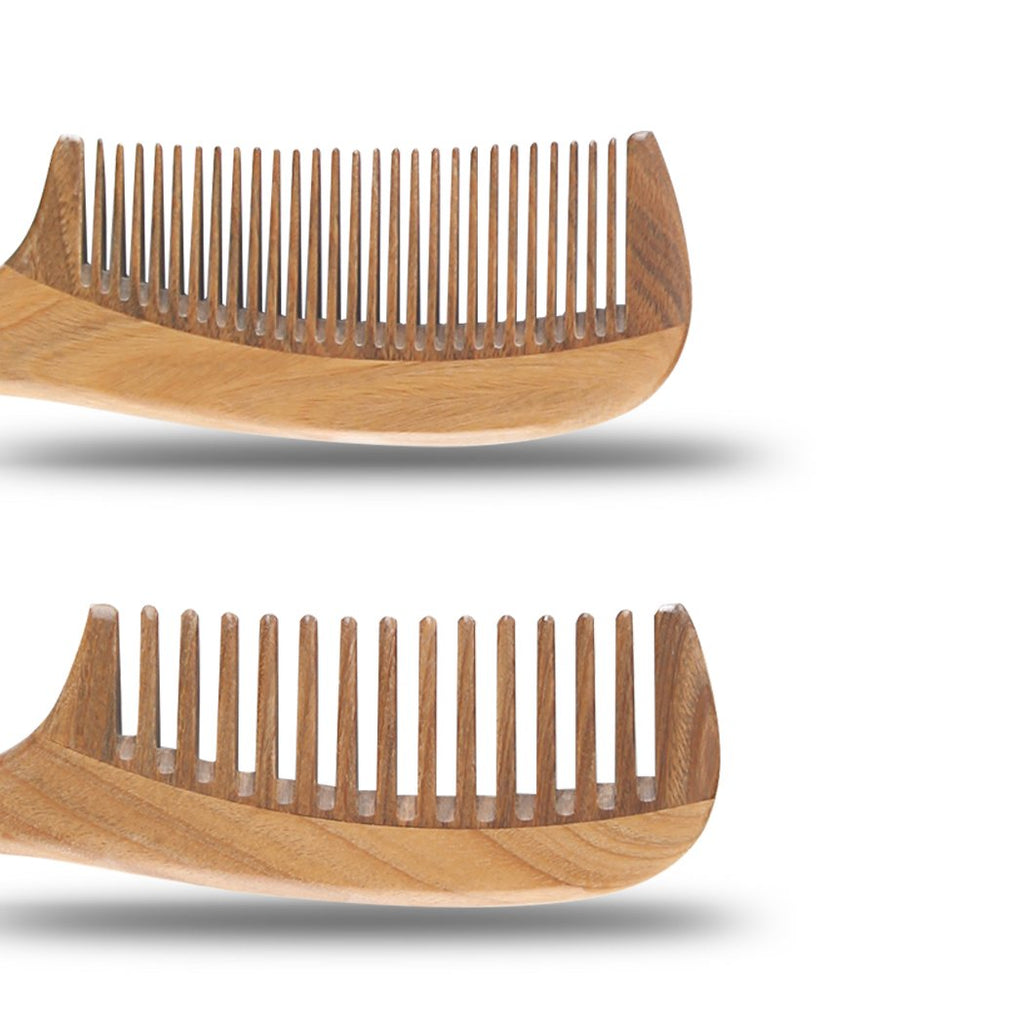 Natural Wooden Wide & Fine Tooth Comb Set - Mislish