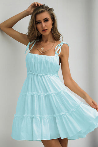 Baby Blue Spaghetti Straps A-Line Party Homecoming Dresses