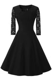 Black A-line Prom Dress WIth Half Sleeves