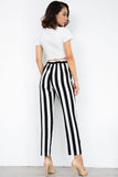 Black And White Striped High Waist Pants - Mislish