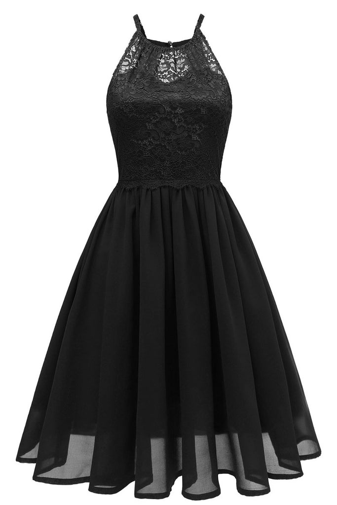 Black Cut Out A-line Homecoming Dress