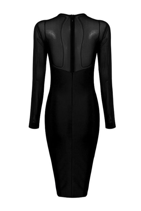 Black Cut Out Bandage Dress With Long Sleeves
