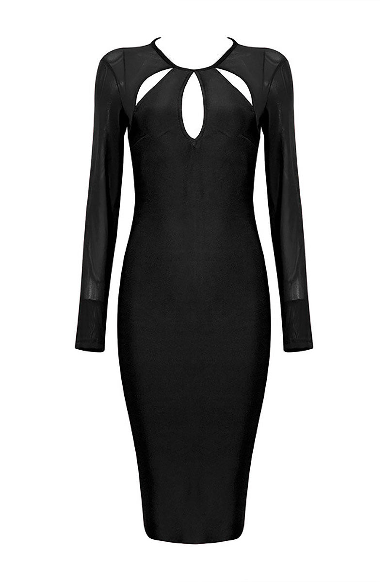 Black Cut Out Bandage Dress With Long Sleeves – Mislish