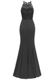 Black Lace Mermaid Long Prom Dress