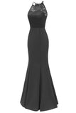 Black Lace Mermaid Long Prom Dress