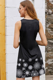 Black Print Scoop Neck Sleeveless Dress - Mislish