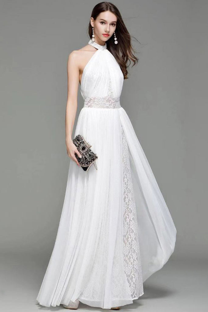 Black Halter Backless Prom Gown Evening Dress – Mislish