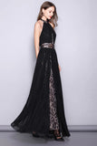 Black Halter Backless Prom Gown Evening Dress
