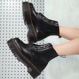 Black Platform Zipper Short Boots - Mislish