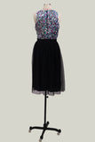 Black Sleeveless A-Line Tulle Midi Dress