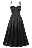 Black Spaghetti Straps A-Line Prom Gown Evening Dress