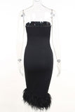 Black Strapless Bodycon Cocktail Party Dresses