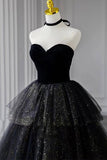 Black Strapless Sweetheart Ball Gown Prom Dress