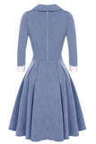 Blue V-Neck A-Line Midi Dresses