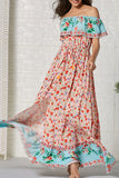 Boho Off-the-shoulder Print Ruffled Dress - Mislish
