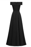 Black A-line Off-the-shoulder Long Formal Dress
