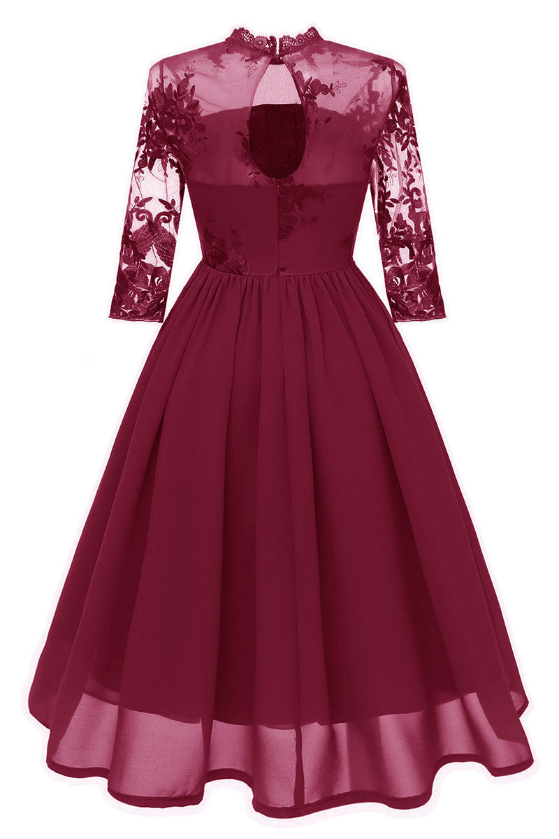 Burgundy Cut Out A-line Homecoming Dress With Appliques – Mislish