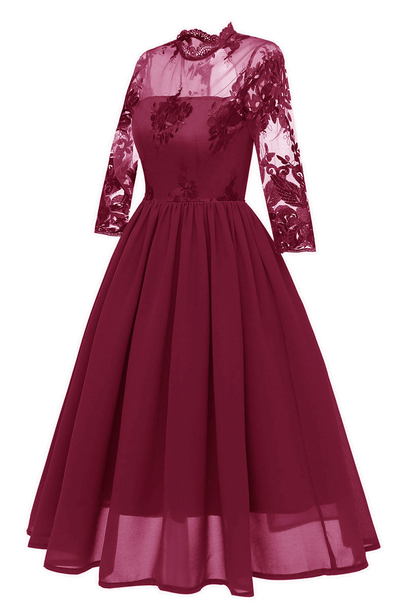 Burgundy Cut Out A-line Homecoming Dress With Appliques – Mislish