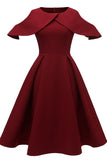 Burgundy Cutout Sleeve Cocktail Dress - Mislish