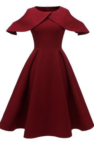 Burgundy Cutout Sleeve Cocktail Dress - Mislish