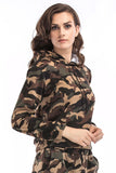 Camouflage Print Drawstring Sweatshirt With Long Sleeves - Mislish