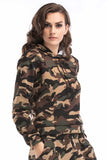Camouflage Print Drawstring Sweatshirt With Long Sleeves - Mislish