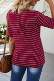 Casual Striped V-neck T-shirt - Mislish