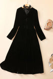 Celebrity Inspired Black Velvet Long Sleeve Prom Gown Evening Dress