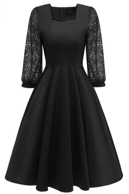 Chic Black A-line Homecoming Dress With Long Sleeves