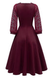 Chic Burgundy A-line Homecoming Dress With Long Sleeves