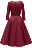 Chic Burgundy Lace Homecoming Dress With Long Sleeves