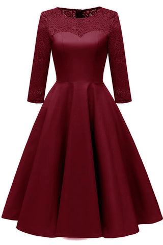 Chic Burgundy Lace Homecoming Dress With Long Sleeves