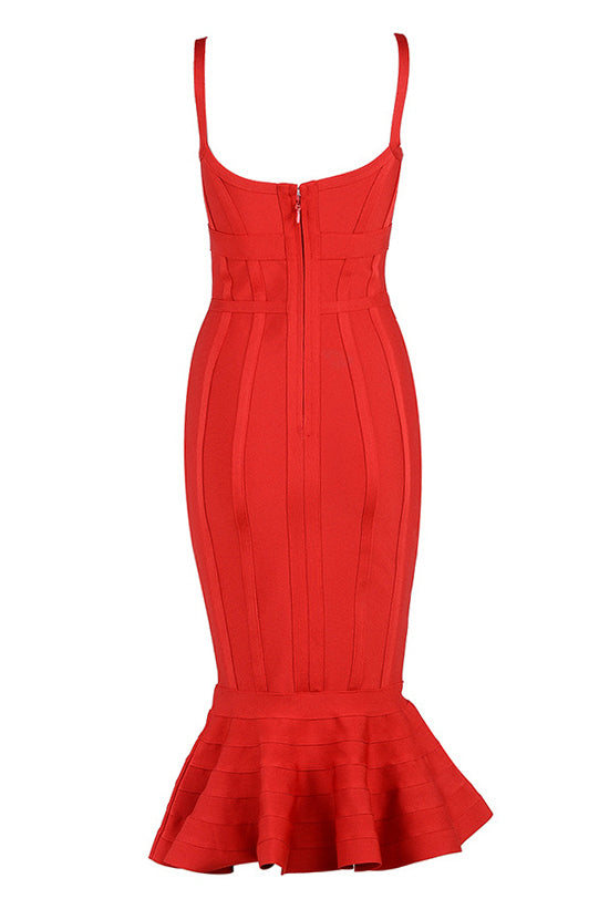 Chic Red  Mermaid Party Cocktail Bandage Dress