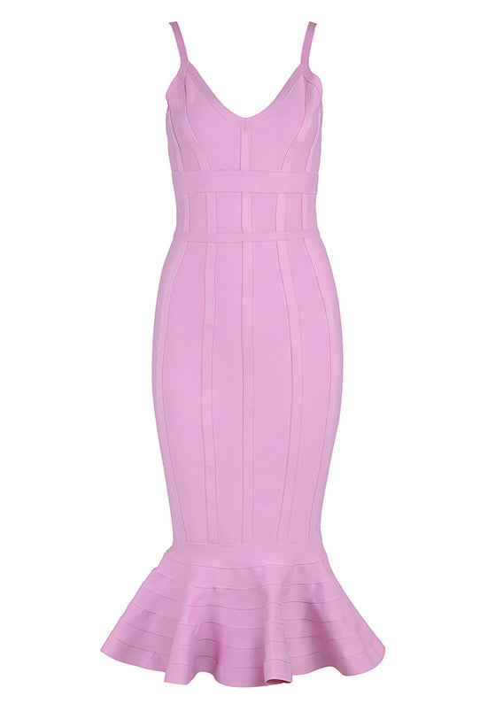 Chic Pink Mermaid Party Cocktail Bandage Dress