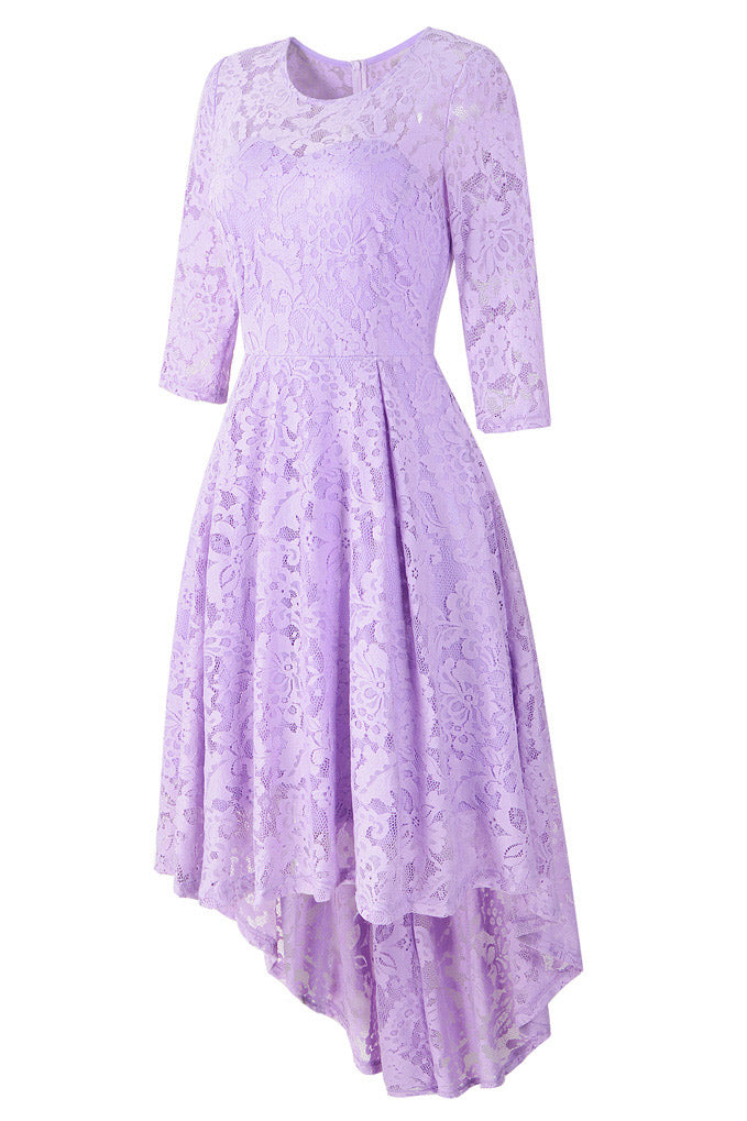 purple lace high low dress Light Purple High Low Lace Party Dress, High Low Short Prom Dress Home Formaldressy