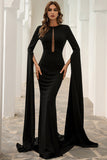 Chic Black Long Sleeves Evening Formal Dresses