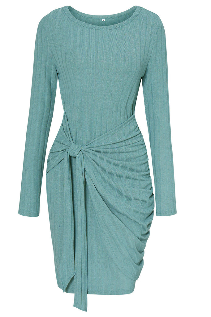 Chic Blue Long Sleeve Knit Dress