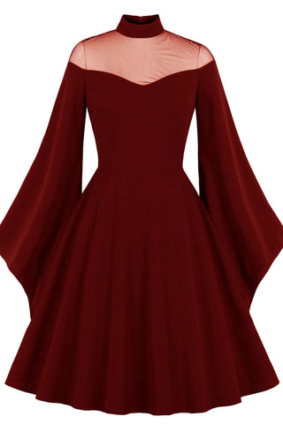 Chic Burgundy Long Sleeve A-Line Party Homecoming Dress