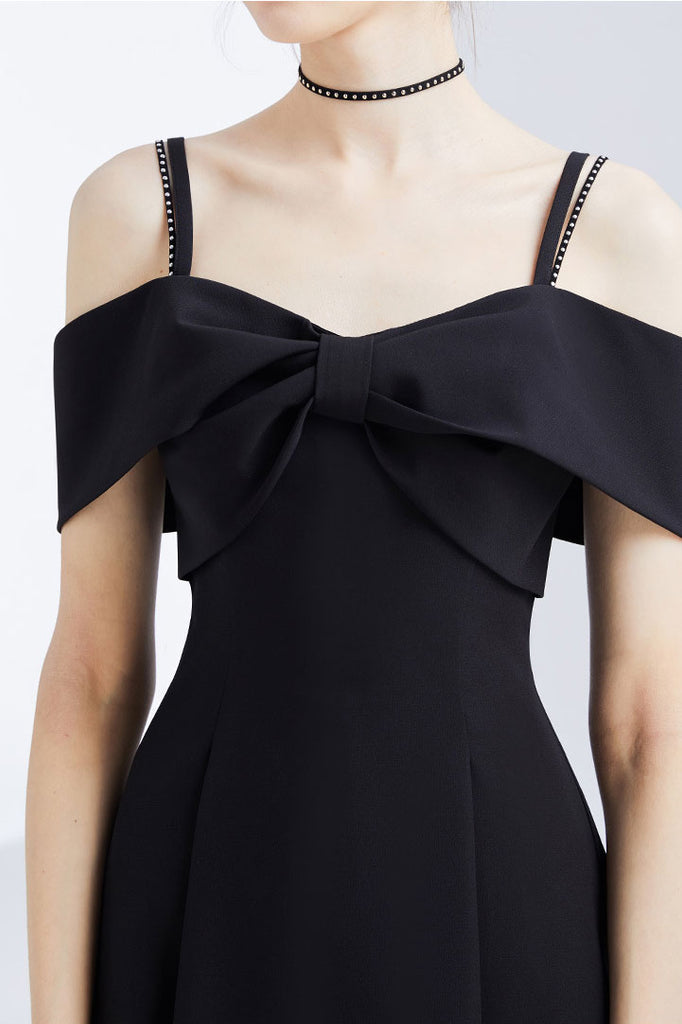 Chic Dark Navy Off-the-shoulder A-line Cocktail Party Dress