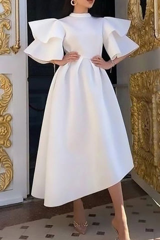 Chic White A-Line Midi Dress