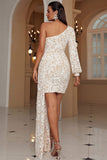 Chic White One Sleeve Party Cocktail Dress