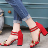 Chunky Heel Ankle Strap Open-toe Sandals With Zipper - Mislish