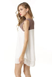 Color-block Asymmetrical Hem Sleeveless Chiffon Dress
