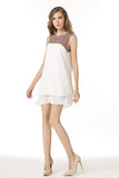 Color-block Asymmetrical Hem Sleeveless Chiffon Dress